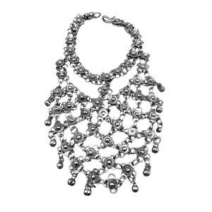 Bezalel style Yemenite filigree mesh silver tone anklet or bracelet